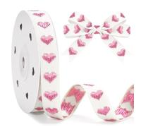 jijAcraft Rose Gold Heart Cotton Ribbon: 15mm Embroidered Hearts Ribbon for Gift Wrapping, 10yards Soft Heart Decorative Ribbons for Valentine’s Day, Wedding, Birthday, Floristry, DIY Crafts