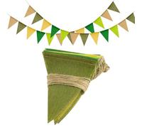 jijAcraft Sage Green Burlap Bunting: 36PCS Pre-strung Hessian Bunting 12M Outdoor Waterproof Hessian Burlap Banner for Wedding Birthday Baby Shower Nursery Garden Decorations