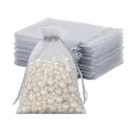 jijAcraft Silver Grey Organza Gift Bags: 13x18cm Organza Pouches, 50Pcs