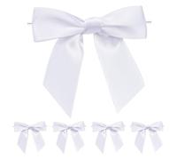 jijAcraft White Small Bows Self-Adhesive: Decorative Bows with Wire for Wedding 9 x 8.5 cm Ready Gift Bow 50 Pieces Satin Bows for Crafts Branches