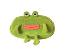 JiJia LeCo Capybara Funny Print Large Eyes Seagull Bird Big Mouth Green Frog Soft Fabric Surface Fluffy Clothes Zipper Pencil Case, Frog, pencil case