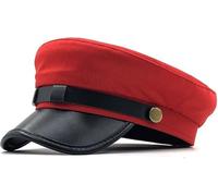 JiJia LeCo Mens Womens Classic Vintage Newsboy Hat Costume Hats Beret Red Excursion Plain (Getaway Solids) One Size