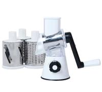 JiJia LeCo Vegetable Fork with Crank, 3 Interchangeable Drum Blades, Abrasive Compound Kitchen Quick Cutting Drum Abrasive Compound Suitable for Vegetables, Fruits,