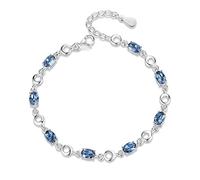 JIJIBA Blue Bracelets Female 925 Sterling Silver Deep Blue Sapphire Color Gemstone Bracelet for Student Girl Birthday Gift
