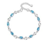 JIJIBA Blue Bracelets Female 925 Sterling Silver Deep Blue Sapphire Color Gemstone Bracelet for Student Girl Birthday Gift