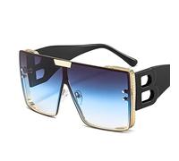JIJIBA Fashion Large Frame B Letters Sunglasses Women Brand Retro Square Metal Sun Glasses Men Fashion Gradient Shades Lady