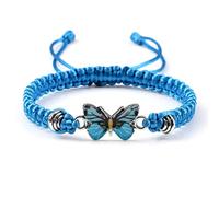 JIJIBA Handmade Braided String Bracelet For Women Blue Butterfly Pendant Adjustable Charm Bracelets Bangles Fashion Girl Jewelry Gifts