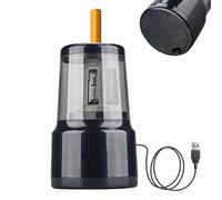 JIJICZ Electric Pencil Sharpener, Mains Power 6-8 mm USB and Battery Operated Heavy Duty Small Automatic Pencil Sharpener with Container Ideal for Kids, Artists, Students Black