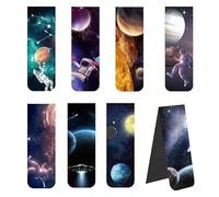 JIJICZ Magnetic Bookmark 8 Pcs Space Theme Magnet Page Markers Set Page Clip Space Assorted for Kids Boys Children Teachers Reading School Home Office Supplies
