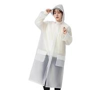 JIJICZ Rain Poncho Adult Waterproof Eva Raincoat With Pocket and Reflective Strip No Badly Smell Reusable Portable Clear Rain Cape with Storage Bag For Women Men Outdoor Activities