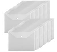 JIKIOU Plastic Wallets A4 Clear Folders Document Files Popper Wallets with Button 30 Pack, A4 Clear Plastic Wallet with Label Pocket for School and Office Supplies