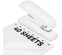 JIKIOU Single Hole Punch, 40 Sheets Punch Capacity Hole Puncher Single, Small Hole Punch with Non-Slip Removable Base, One Hole Puncher for Crafts Scrapbooks Paper Chipboard White