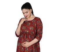 Jikonet Ladies Maternity Zipper Feeding Kurti (VJK), maroon, L