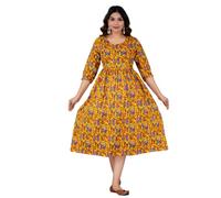 Jikonet Women Cotton, Rayon Maternity Gown Feeding Kurti, Yellow, XL