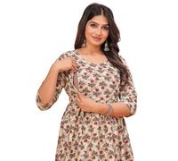Jikonet Women's Anarkali Maternity Feeding Kurti/Maternity Gown/Maternity Dress, Cream Brown, M