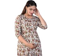 Jikonet Women's Cotton Rayon Maternity Dress Lining Kurti, White print, M