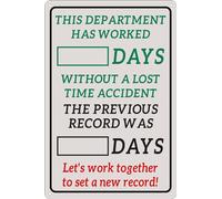JIKSJVNA Funny Yard Metal Tin Signs Outdoor Warning Sign Days Since Last Incident Sign Days Without Accident Sign Day Counter Signs Wall Decor for Home Garden Factory Outdoor 8x12 inch
