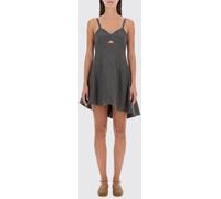 JIL SANDER Asymmetrical Virgin Wool Bustier Mini Dress with V-Neck - Size: 38 - female