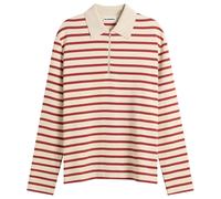 Jil Sander Men's Stripe Long Sleeve Polo Salty Red Large