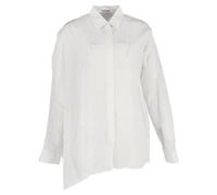 Jil Sander Preloved Asymmetric Button-Down Shirt In White Linen In Ecru