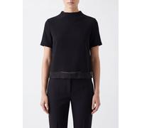 JIL SANDER Short-Sleeved Virgin Wool Top with Mock Neck and Teardrop Neckline - Size: 38 - female