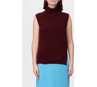 JIL SANDER Sleeveless Wool Knit Polo Neck with Ribbed Trims - Size: 40 - female