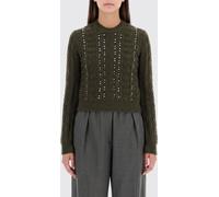 JIL SANDER Slim Fit Wool Jumper with Metal Eyelets and Rhinestones - Size: 40 - female