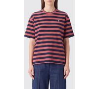 JIL SANDER Striped Cotton T-Shirt with Crew Neck and Embroidered Logo - Size: L - female