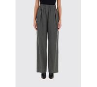 JIL SANDER Striped Wool Palazzo Trousers with High Logo Waistband - Size: 42 - female