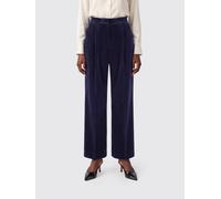 JIL SANDER Wide-Leg Pleated Velvet Tailored Trousers - Size: 40 - female