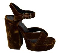 Jil Sander Women's Preloved Twisted Platform Sandals in Brown Velvet in Light Brown | Size: 4