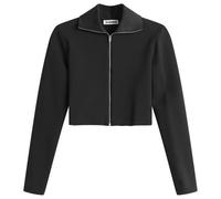 Jil Sander Women's Zip Up Jacket with Ribbed Collar Black