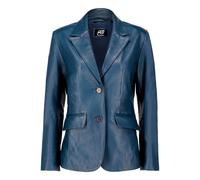 Jild Classic 2-Button Lambskin Leather Blazer Women - Casual Coat Long Sleeves Suit Style Leather Jacket Women, Blue, 3XL