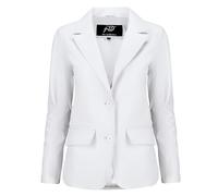 Jild Classic 2-Button Lambskin Leather Blazer Women - Casual Coat Long Sleeves Suit Style Leather Jacket Women, White, XXL