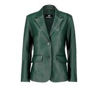 Jild Classic 2-Button Lambskin Leather Blazer Women - Casual Coat Long Sleeves Suit Style Leather Jacket Women, Green, L