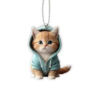 jileijar Car Hanging Pendant Rearview Mirror Decoration Compact Hanging Acrylic Ornament Cute Cats Decor Shaped 2D Interior Car B3X7