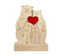 jileijar Personalised Wooden Cute Bear Puzzle with 2-6 Family Name, Custom Family Member Names Puzzle Home Gifts, Custom Family Name Sculpture, Wood Bears Family Puzzle Gift