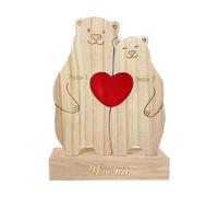 jileijar Personalised Wooden Cute Bear Puzzle with 2-6 Family Name, Custom Family Member Names Puzzle Home Gifts, Custom Family Name Sculpture, Wood Bears Family Puzzle Gift