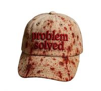 jileijar Problem Solved Halloween Hat Baseball Cap Unisex Blood Baseball Cap for Women Men, Halloween Costume Horror Caps Beige