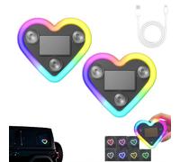 jileijar [Solar Charging Single Love] Colorful Multi Mode Car Decor Light LED Warning Light Light Rear Atmosphere Triangle Fun Car Window