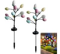jileijar Solar Easter Egg Stake Lights,2Pack LED Waterproof Swaying Firefly Solar Lights Egg For Outdoor Figurines Decor,Easter Decor