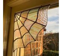 jileijar Spiderweb Door Topper, Halloween Door Corner Sign, Spider Webs Stained Glass Window Panel Suncatcher Wall Hanging, Spooky Door Frame Ornament for Halloween Enhancement Decorations