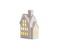 jileijar White Christmas Village Houses, Light Up Christmas Village Set, Ceramic LED House Desktop Xmas Houses Porcelain De Ornament,