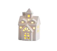 jileijar White Christmas Village Houses, Light Up Christmas Village Set, Ceramic LED Porcelain Ornament, House Desktop De Houses Xmas