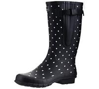 Jileon Wide Calf Durable Rubber Wellies for Women - up to 49cm Calf - Standard Ankle Width (Black Spot 10)