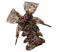 Jilibaba Shoe Laces Flat Chiffon Satin Ribbon Leopard Print Shoelaces 4cm Wide Organza Laces for Adult Children Skate Shoes Casual Shoes Brown 110cm