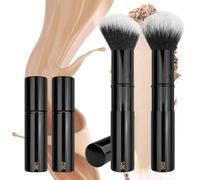 JILIER Retractable Kabuki Makeup Brushes 2 Pcs, kabuki Brush for Powder Foundation, Blush, Bronzer, Buffing, Liquid, Cream, make up brushes for women with Cover