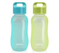JILIGUALA Plastic Coffee Travel Mugs Water Bottle Sports Water Bottle Cup for Milk, Coffee, Tea, Juice Size 350ml (12oz), Blue&Green Pack of 2