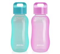 JILIGUALA Plastic Coffee Travel Mugs Water Bottle Sports Water Bottle Cup for Milk, Coffee, Tea, Juice Size 350ml (12oz), Blue&Purple Pack of 2