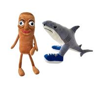 Jilijia 2PCS Tung Tung Tung Sahur Figure Pillow Brainrot Animals Cute Anime Soft Stuffed Tralalelo Tralala Shark Pillow Cute Sofa Decoration Gifts